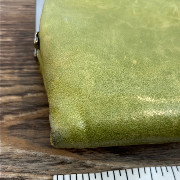 Hobo Lauren Clutch Wallet Leather Double Frame Dark Citron Moss Green Magnetic - Picture 15 of 16
